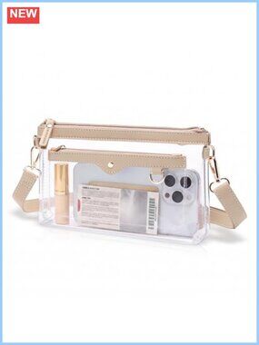 Clear PVC Crossbody Bag Stadium Approved Small Purse with Adjustable Strap
